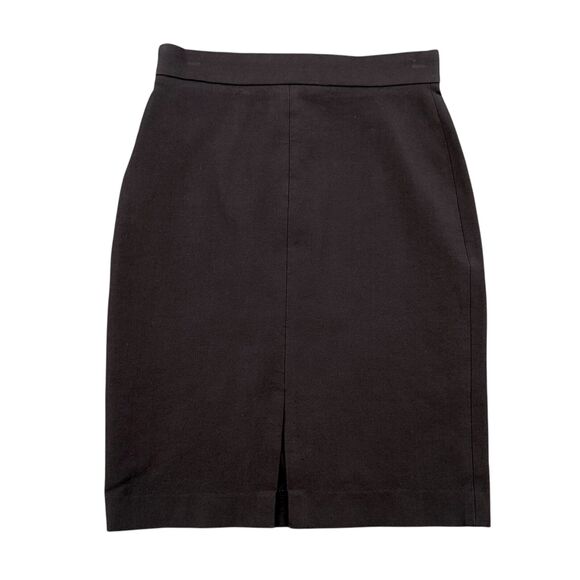 Banana Republic Black Knee-Length‎ Front Slit Back Gold Zipper Skirt Petite 2 - Picture 1 of 5